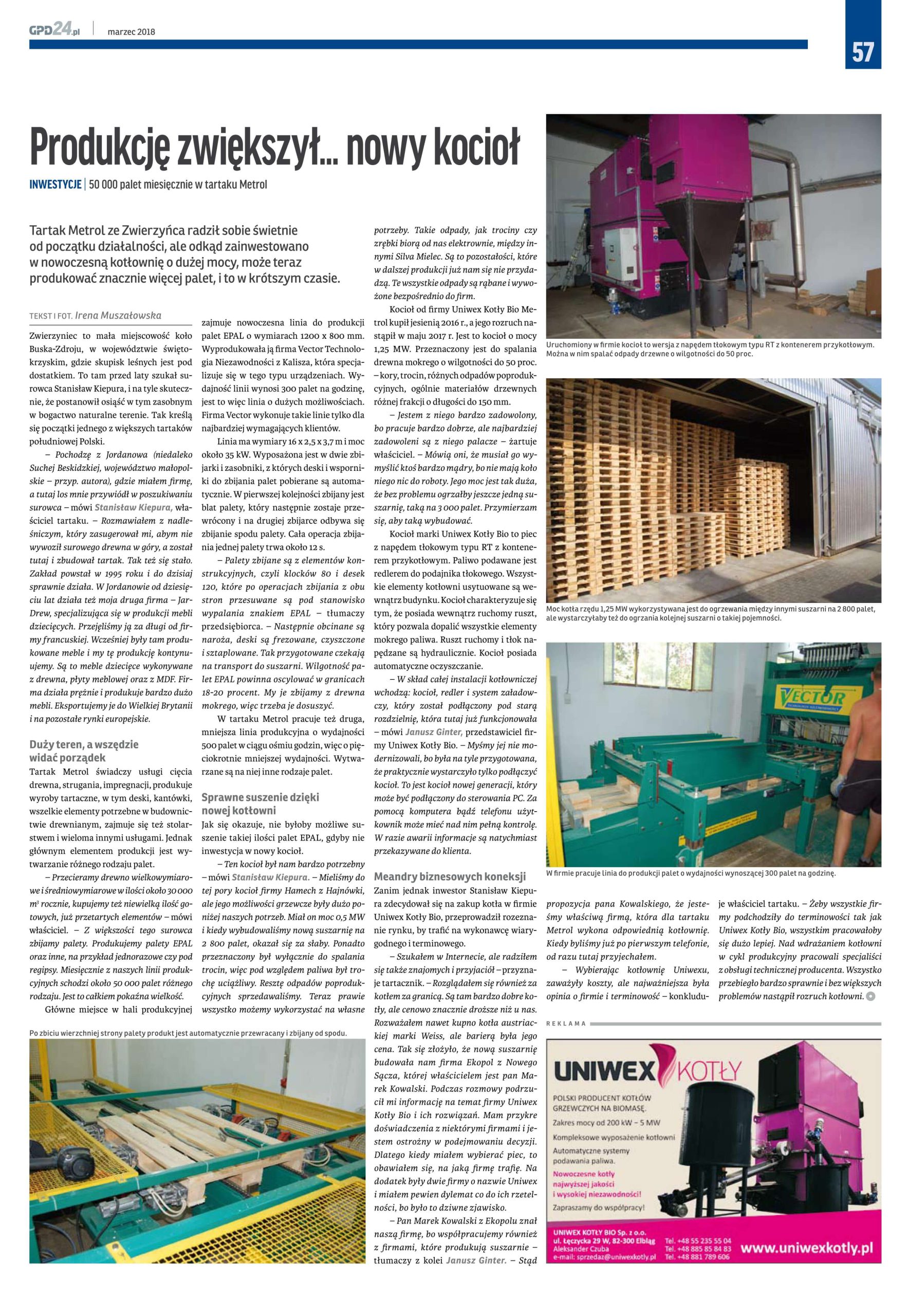 Produckcję zwiększył nowy kocioł